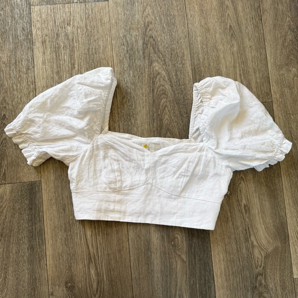 Boden Sweetheart Linen Cropped Top Size 6